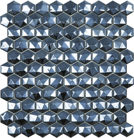 1.4"x1.4" Diamond Hexagon Glass Mosaic black diamond tile