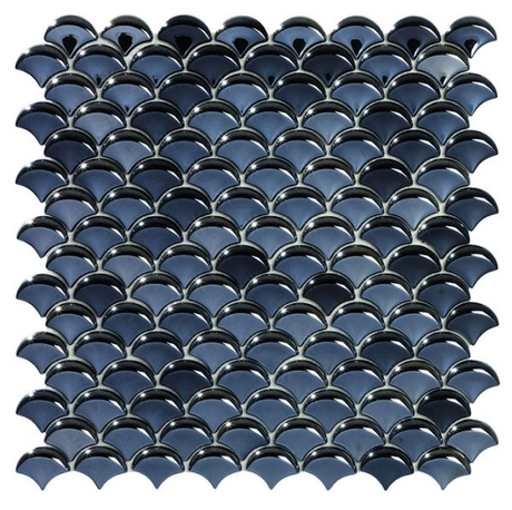 1.4"x1.1" Dimension Droplet Glass Mosaic black tile
