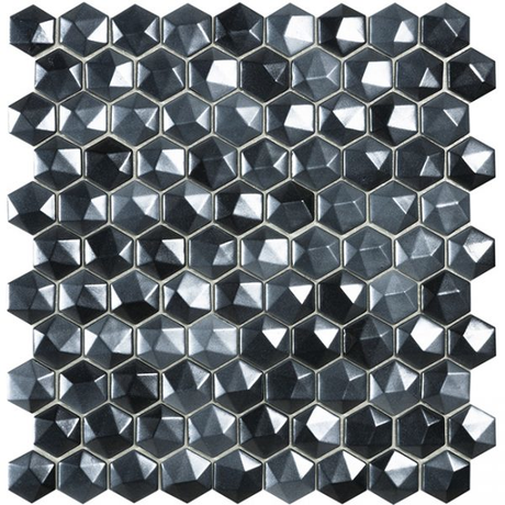1.4"x1.4" Magic Hexagon Glass Mosaic black magic tile