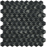 black 1.4"x1.4" Nordic 3D Hexagon Glass Mosaic tile