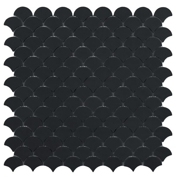 black 1.4"x1.1" Nordic Droplet Glass Mosaic tile