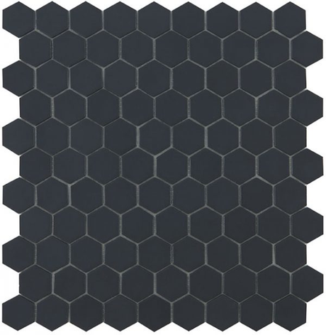 black 1.4"x1.4" Nordic Hexagon Glass Mosaic tile