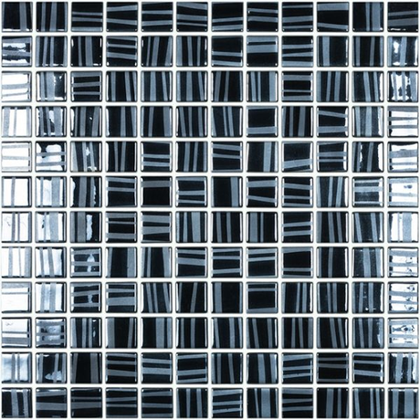 black 1"x1" Tender Squares Glass Mosaic tile