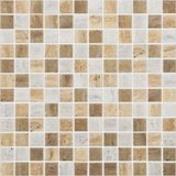 blend 1"x1" Stone Travertino Squares Glass Mosaic tile