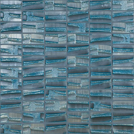 blue tile 1"x2" Moon Brick Glass Mosaic