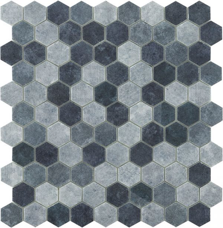 blue terra 1.4"x1.4" Terre Hexagon Glass Mosaic tile