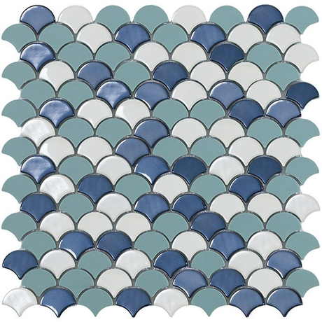 bright blue 1.4"x1.1" Soul Bright Droplet Glass Mosaic