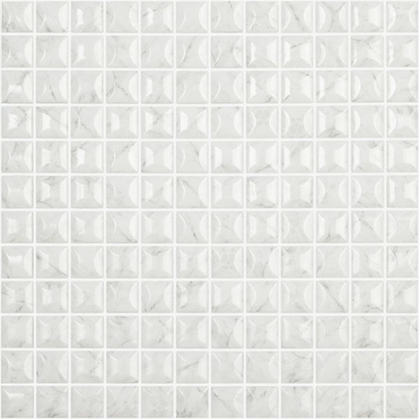 grey tile 1"x1" Marble Edna Carrara Bright Squares Glass Mosaic
