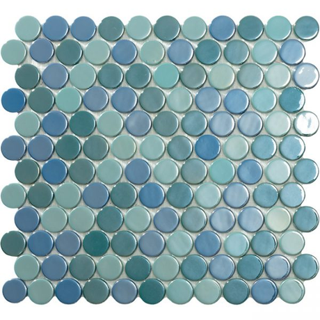 1"x1" Bright Penny Round Glass Mosaic green tile 