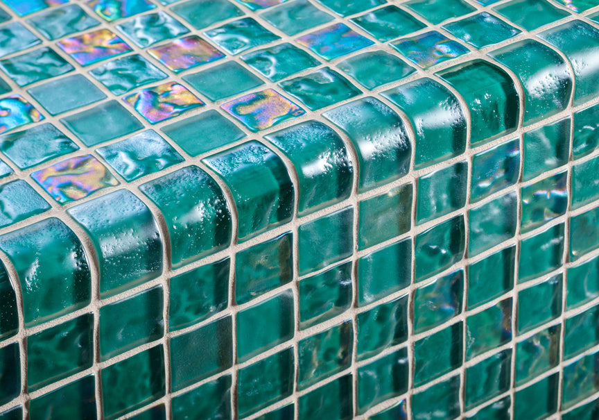 1”x1” Straight Set Lava Glass Mosaic cool pool tiles