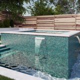 1”x1” Straight Set Lava Glass Mosaic pool tile water flow