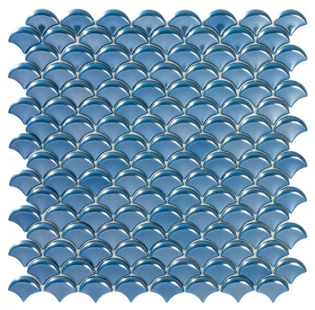 1.4"x1.1" Dimension Droplet Glass Mosaic dark blue tile