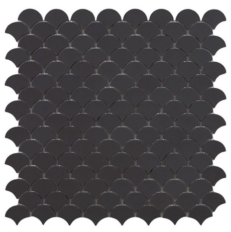 dark grey 1.4"x1.1" Nordic Droplet Glass Mosaic tile