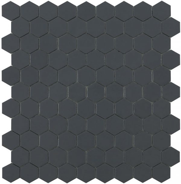 dark grey 1.4"x1.4" Nordic Hexagon Glass Mosaic tile