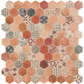 decor beige mix 1.4"x1.4" Terre Hexagon Glass Mosaic tile