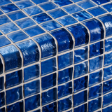 1”x1” Straight Set Lava Glass Mosaic deep flow blue