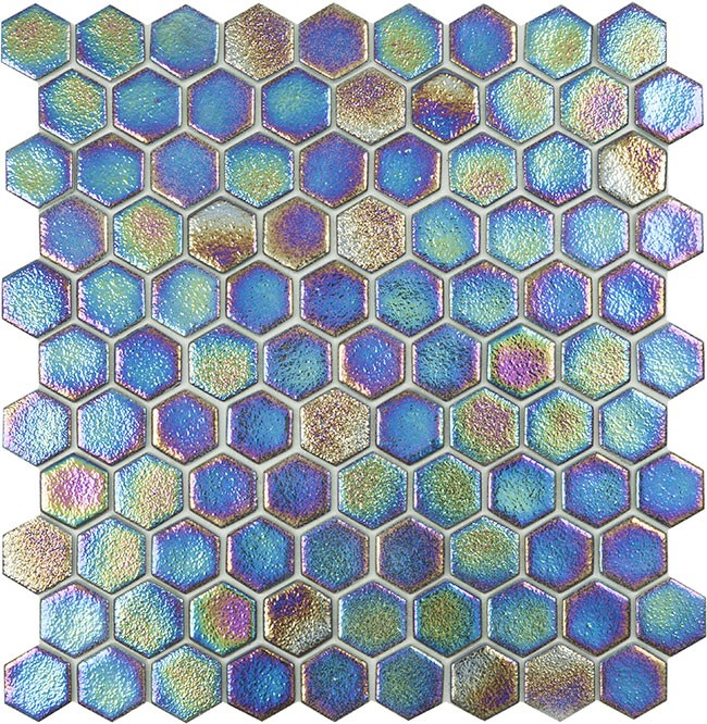 deep 1.4"x1.4" Shell Hexagon Glass Mosaic tile