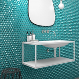 1.4"x1.4" Diamond Hexagon Glass Mosaic turquoise tile