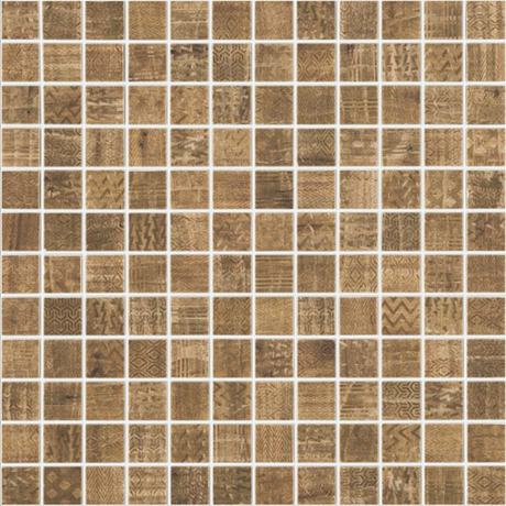 cerezo wall 1"x1" Wood Squares Glass Mosaic tile