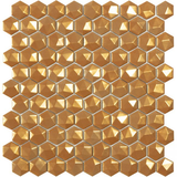 1.4"x1.4" Magic Hexagon Glass Mosaic gold magic tile