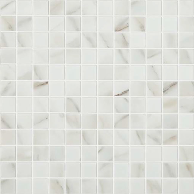 grey 1"x1" Marble Calacatta Squares Glass Mosaic tile