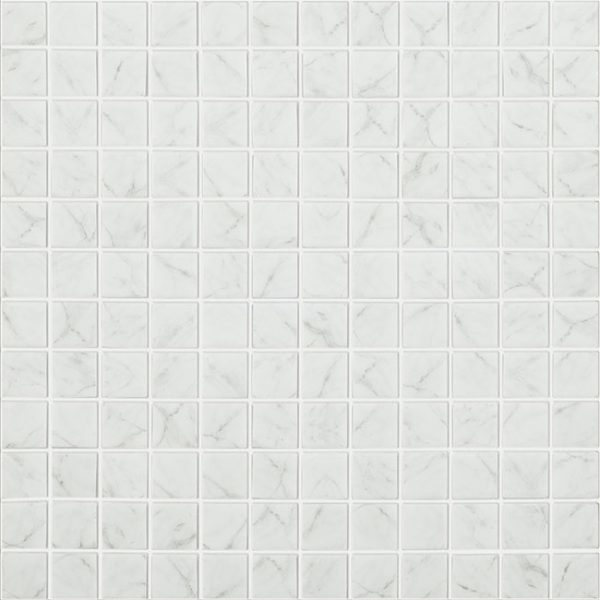 1"x1" Marble Carrara Matte Squares Glass Mosaic