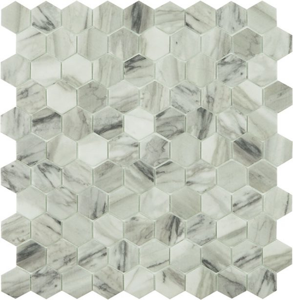 1.4"x1.4" Marble Viena Hexagon Glass Mosaic