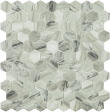 1.4"x1.4" Marble Viena Hexagon Glass Mosaic grey tile