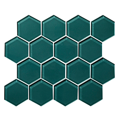 3" Hexagon Gloss Glass Mosaic