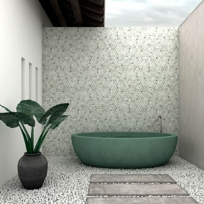 bathroom tile 1.4"x1.4" Marble Vienna Hexagon Glass Mosaic