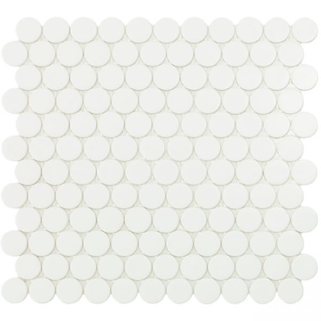 matte white 1"x1" Matte Penny Round Glass Mosaic tile