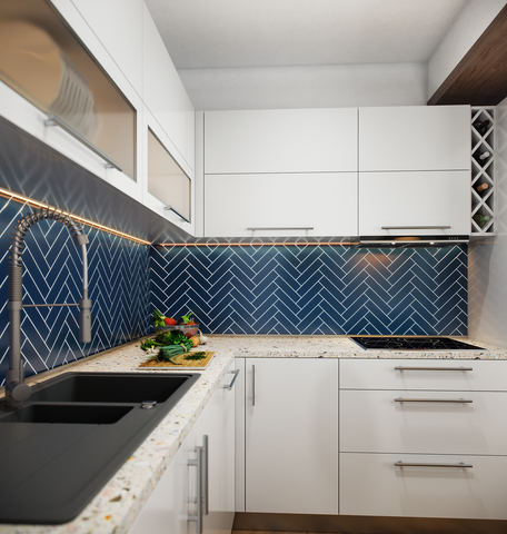 midnight kitchen tile 2"x8" Rectangle Matte Glass Tile