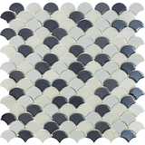 black mix 1.4"x1.4" Soul Matte Droplet Glass Mosaic tile