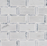 Arabescato Carrara Framework Marble Mosaic - 2" x 4" Brick