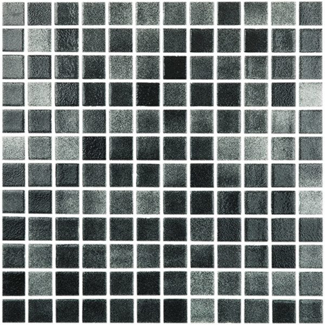 1"x1" Fog Niebla Squares Glass Mosaic negro tile