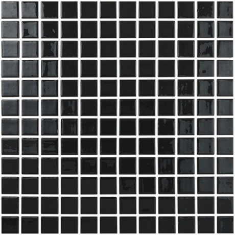 1"x1" Solid Squares Glass Mosaic negro tile