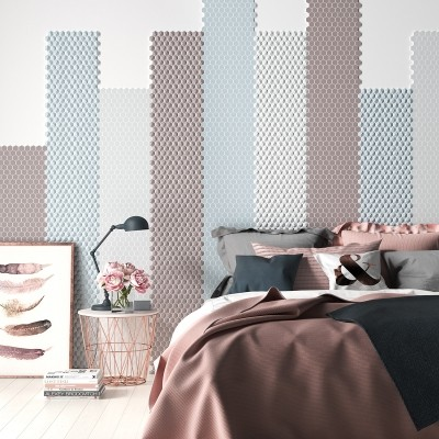 bedroom 1.4"x1.4" Nordic Hexagon Glass Mosaic tile