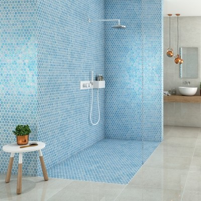 bathroom shower 1.4"x1.4" Shell Hexagon Glass Mosaic tile