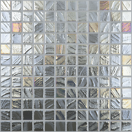 1"x1" Arts Squares Glass Mosaic silver brush tile