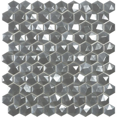 1.4"x1.4" Magic Hexagon Glass Mosaic silver magic tile