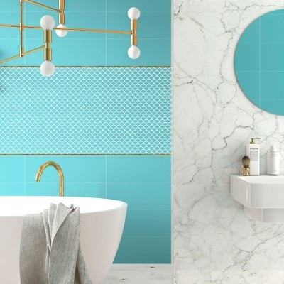bathroom 1.4"x1.4" Soul Matte Droplet Glass Mosaic tile