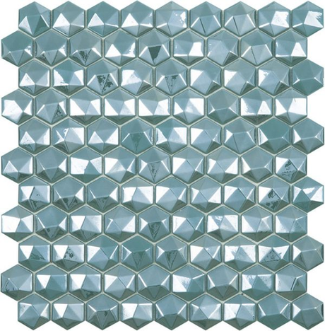 1.4"x1.4" Diamond Hexagon Glass Mosaic turquoise diamond tile