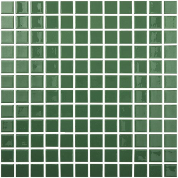 1"x1" Solid Squares Glass Mosaic verde oscuro tile