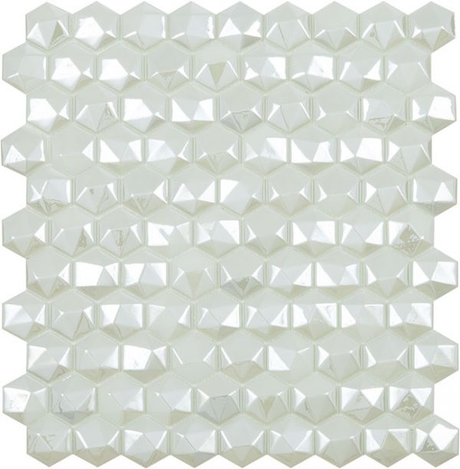 1.4"x1.4" Diamond Hexagon Glass Mosaic white diamond tile