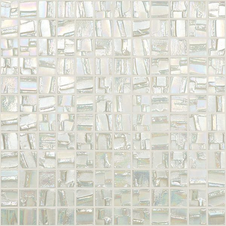 white 1"x1" Moon Squares Glass Mosaic