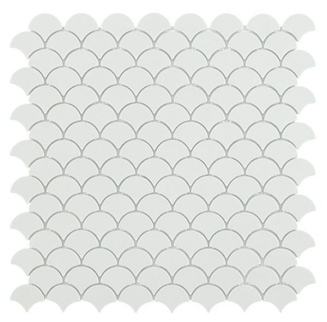white 1.4"x1.1" Nordic Droplet Glass Mosaic tile
