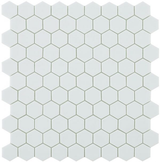 white nordic 1.4"x1.4" Nordic Hexagon Glass Mosaic tile