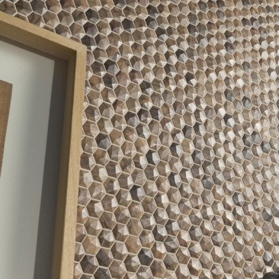 1.4"x1.4" Wood Hexagon Glass Mosaic