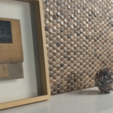 bubble tile 1.4"x1.4" Wood Hexagon Glass Mosaic wall tiles
